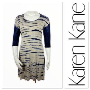 Karen Kane blue and tan tie dye dress. NWT.